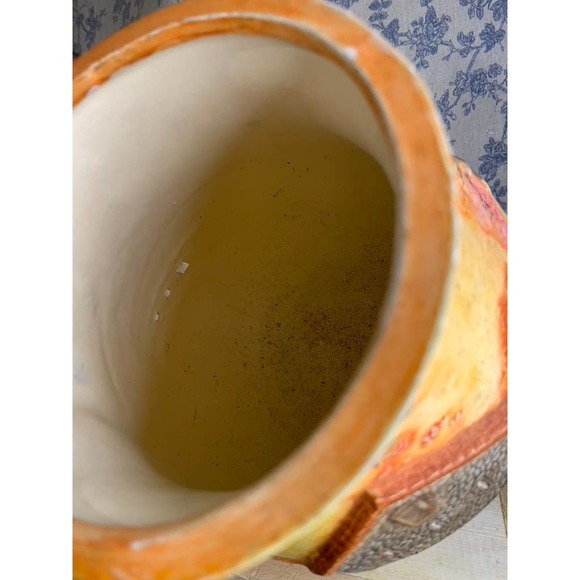 Beautifully Painted Orange Yellow Pink Vase with Cutouts - Picture 7 of 10